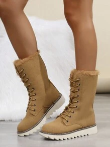 Neue Dicksohlige, wasserdichte und thermisch gefütterte, retromodische Frauenstiefel für den Grenzübertritt, Paar-Schneestiefel, rutschfest, atmungsaktiv, Schlupfeinstieg mit kurzem Schaft und weicher Sohle, floraler Cut Out-Schädel-Muster, für Herbst/Winter/Frühling