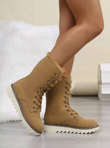 Neue Dicksohlige, wasserdichte und thermisch gefütterte, retromodische Frauenstiefel für den Grenzübertritt, Paar-Schneestiefel, rutschfest, atmungsaktiv, Schlupfeinstieg mit kurzem Schaft und weicher Sohle, floraler Cut Out-Schädel-Muster, für Herbst/Winter/Frühling