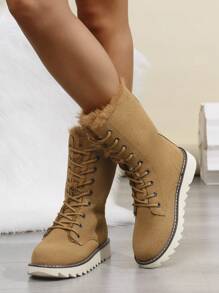 Neue Dicksohlige, wasserdichte und thermisch gefütterte, retromodische Frauenstiefel für den Grenzübertritt, Paar-Schneestiefel, rutschfest, atmungsaktiv, Schlupfeinstieg mit kurzem Schaft und weicher Sohle, floraler Cut Out-Schädel-Muster, für Herbst/Winter/Frühling