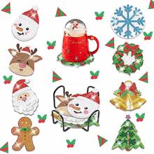 8 miếng lót ly họa tiết Giáng sinh bằng kim cương, chất liệu Acrylic, miếng lót ly họa tiết mùa đông bằng kim cương, đồ thủ công khảm, miếng lót ly cà phê tại nhà, miếng lót ly họa tiết kim cương 5D, thích hợp cho người mới bắt đầu tự làm - trắng - Xem 8