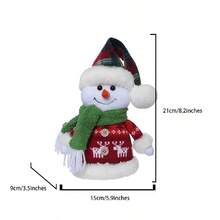1PC 可爱圣诞雪人坐姿娃娃橱窗展示跨境鲁道夫格子帽子娃娃装饰摆件 - 彩色 - 查看 10