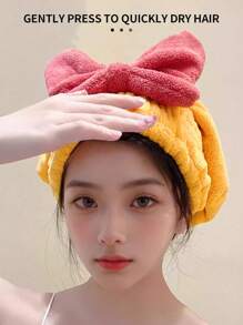 1pc/2pcs Coral Fleece Bow Hair Drying Towel, Quick Absorbent Hair Wrap Turban Home Bathroom Decor Fall Decor Back To School Hair Bonnet Shower Towels For Beaty Salon, Hotel Sports,Home Essentials, Towel, Skin Care