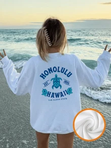 1個 女子向け カジュアル 総柄クルーネックスウェットシャツ、暖かい長袖トップス、学生服、ファッショニスタ、秋冬用 - 個性的なクルーネックスウェットシャツ、動物好きの人にオススメ - ホワイト - チェックする 5