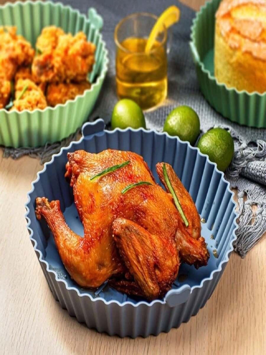 Kit Of 6 Airfryer Molds In Various Sizes, NonStick Silicone, Microwave