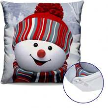 MERRY CHRISTMAS SANTA CLAUS AND SNOWMAN DECORATIVE CUSHION COVERS WITH ZIPPER 40X40CM MD. 10238 - 4 chiếc. Một mặt 40x40cm - Xem 10