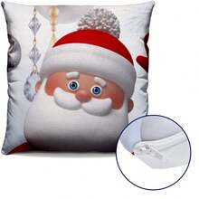 MERRY CHRISTMAS SANTA CLAUS AND SNOWMAN DECORATIVE CUSHION COVERS WITH ZIPPER 40X40CM MD. 10238 - 4 chiếc. Một mặt 40x40cm - Xem 8