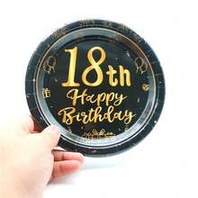 10 chiếc, Đĩa giấy tiệc sinh nhật vui vẻ màu đen và vàng 18, 40, 50, 60, 70, Quay lại năm 1984 Đồ dùng trang trí tiệc sinh nhật cho nam nữ Chúc mừng sinh nhật 18, 40, 50, 60, 70 tuổi Đĩa giấy 7'', Quà tặng đồ ăn tối kỷ niệm ngày cưới cho tiệc độc thân, - Nhiều màu - Xem 14