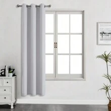 1 of 2 stuks gordijnpanelen met ringen, premium verduisterende thermische gordijnen, drievoudig geweven effenkleurige gordijnen voor slaapkamer, woonkamer, eetkamer, keuken, kast - grijswit - gebroken wit - Bekijken 29