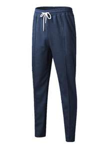 Men Chic Waffle Knit Joggers - Stretchy, Drawstring Waist, Casual Sports Pants For Fashionable Comfort, Fall