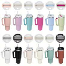 1 cốc thủy tinh cách nhiệt chân không bằng thép không gỉ 40oz/1200ml, cốc du lịch, cốc dùng trên ô tô, cốc có ống hút màu trơn thời trang, thích hợp đựng đồ uống nóng và lạnh, có thể tái sử dụng, quà tặng cho các ngày lễ và sinh nhật - Nhiều màu - Xem 6