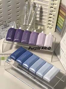 1pc/3pcs/6pcs 小巧可爱的渐变修正带，如书写般顺滑，（6pcs/套）颜色随机，纠正错别字，小巧便携，干净无痕，适用于学校、艺术、学生、文具、男孩、女孩、学校用品 - 彩色 - 查看 5