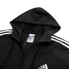 Adidas M 3S WV WB 男士连帽运动夹克 健身训练 舒适休闲外套 - 黑色 - 查看 3