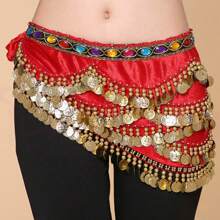 舞蹈服裝腹舞亮片流蘇裙,時尚的肚皮舞腰帶裙子