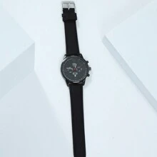 DEYROS 1pc Men's Pu Leather Date Quartz Watch