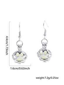 Nooxian 1 Cặp bông tai mặt dây chuyền hình bàn chân mèo rỗng dễ thương sáng tạo thời trang, quà tặng trang sức cho phụ nữ (Phát sáng sau khi hấp thụ ánh sáng, sẽ không phát sáng nếu không hấp thụ ánh sáng) - Bạc - Xem 11