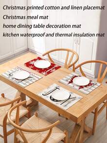 1pc - Thảm lót bàn ăn Giáng sinh, Thảm trang trí bàn ăn tại nhà, Thảm cách nhiệt chống thấm nước cho nhà bếp, Thảm in hình Giáng sinh (Thích hợp cho: Tụ họp gia đình, Tụ họp sự kiện Giáng sinh, Thảm cách nhiệt chống thấm nước cho nhà bếp, Trang trí bàn ăn) - Nhiều màu - Xem 2