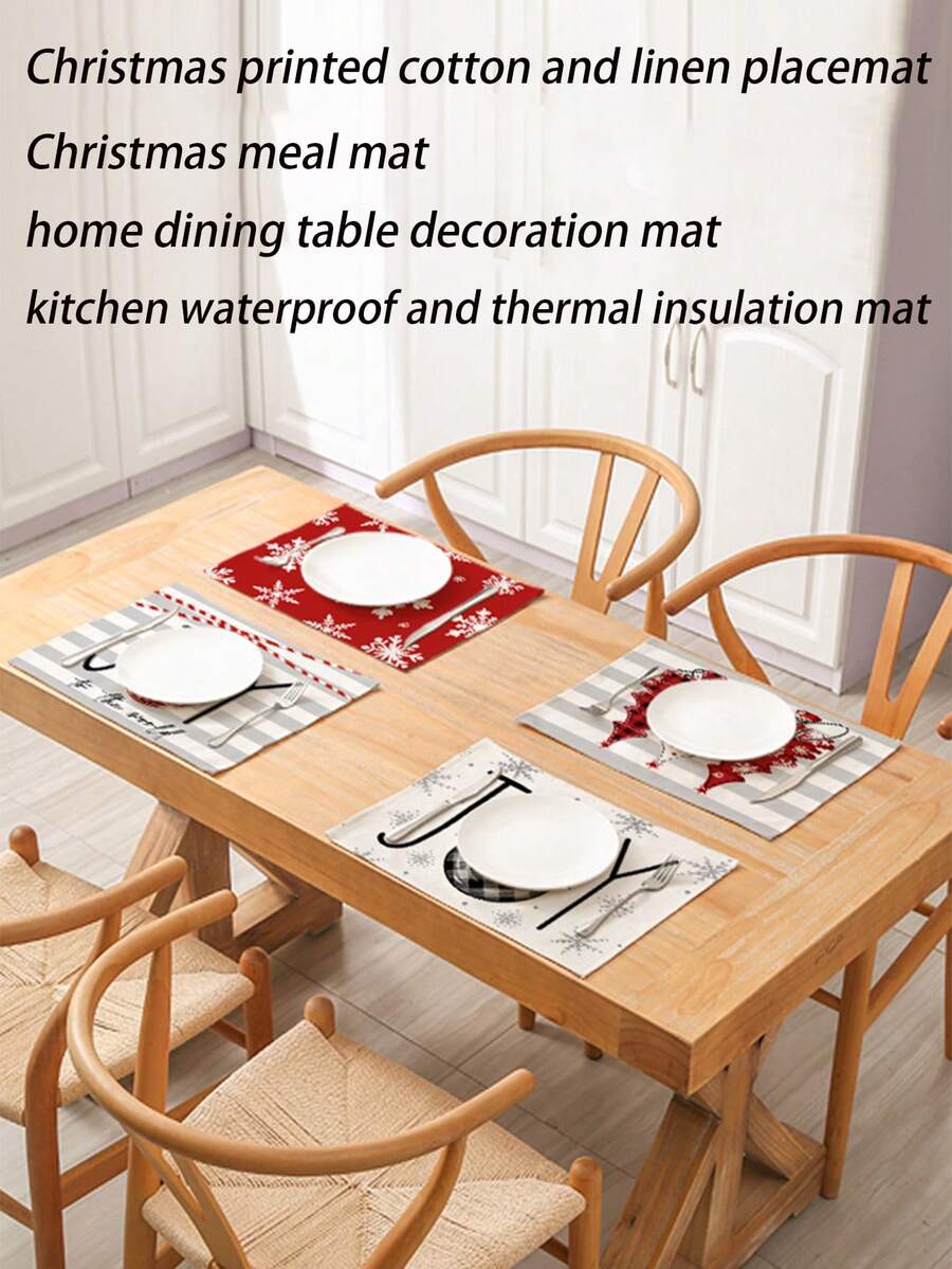 1pc - Thảm lót bàn ăn Giáng sinh, Thảm trang trí bàn ăn tại nhà, Thảm cách nhiệt chống thấm nước cho nhà bếp, Thảm in hình Giáng sinh (Thích hợp cho: Tụ họp gia đình, Tụ họp sự kiện Giáng sinh, Thảm cách nhiệt chống thấm nước cho nhà bếp, Trang trí bàn ăn)