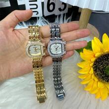 1 Stück Damenuhren 2024 Neuer Luxus Nischenmarken Uhr für Frauen mit sehr attraktivem Zifferblatt, Quarz Armbanduhr, modische Damen Lässig Edelstahl Armband Quarz mit Taglicher Wasserdichtigkeit