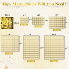 12/24/36pcs Shimmer Wall Backdrop Sequin Panels Sparkly Backdrop For Party Wedding Birthday Anniversary Decoration - 金色 - 查看 6