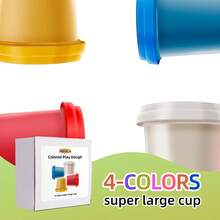 Bộ đồ chơi đất nặn cho trẻ em với 4 cốc màu, đất sét mềm tạo hình, bộ đồ chơi thủ công sáng tạo tự làm để tạo hình vui nhộn, lý tưởng cho các hoạt động nghệ thuật và thủ công - 4 cốc đất sét màu - Xem 4