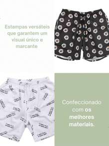 Bermuda Masculina Piscina Estampado Desenho Animado Moda Praia Verão Tactel Seca Rápido