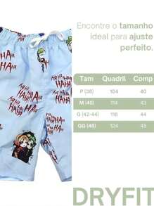 Bermuda Masculina Piscina Estampado Desenho Animado Moda Praia Verão Tactel Seca Rápido