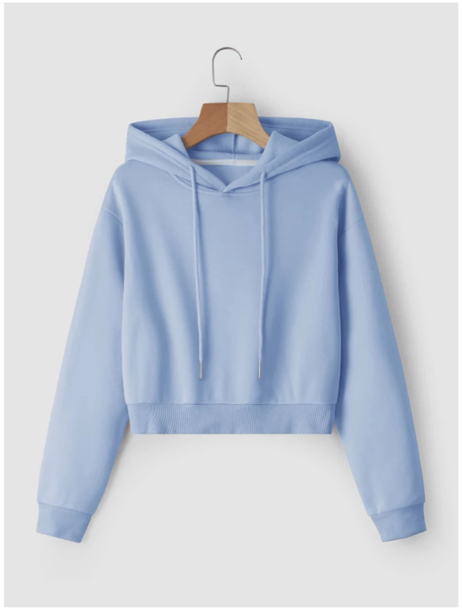Cropped Moletom Confortável De Qualidade - Azul bebê - Visão 1