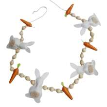 Easter Rabbit Carrot Garlands, Wooden Beads Rabbit Hanging Banners Spring Ornaments For Home - A - View 1