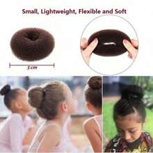 1pc, Braided Hair Bun Maker, Solid Hair Tie Hair Donut Bun Maker, Ring Style Bun, 2PCS Chignon Hair Medium Donut Shaper For Short And Thin Hair ,Hair Styling Tools Hair Accessories - Black - View 5