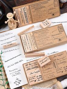 8/10 Chiếc/Hộp, Con dấu gỗ cổ điển, Con dấu in tay thiết kế nghệ thuật tiếng Anh, Con dấu cao su vuông, Dùng cho sổ lưu niệm và thiệp mời thủ công, Con dấu thủ công DIY, Thiệp nhật ký, Ảnh ghép - Nhiều màu - Xem 7