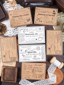 8/10 Chiếc/Hộp, Con dấu gỗ cổ điển, Con dấu in tay thiết kế nghệ thuật tiếng Anh, Con dấu cao su vuông, Dùng cho sổ lưu niệm và thiệp mời thủ công, Con dấu thủ công DIY, Thiệp nhật ký, Ảnh ghép - Nhiều màu - Xem 1