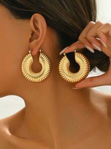 1pair Fashionable Versatile Striped Lucky Bag Unique Design Earrings Suitable For Daily Wear For Women