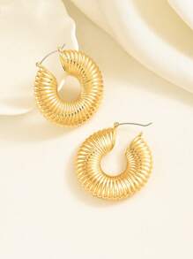 1pair Fashionable Versatile Striped Lucky Bag Unique Design Earrings Suitable For Daily Wear For Women