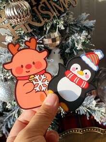 1 包/60 件圣诞卡通圣诞老人、雪人、企鹅棒棒糖贺卡适用于圣诞派对糖果装饰 - 彩色 - 查看 3