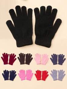 1 Pair Unisex Y2K Style Plain Knitted Gloves, Fashionable And Versatile For Street, Party, Outdoor Use In Autumn/Winter, Keep Warm,Travel,Festival - Gloves - View 1