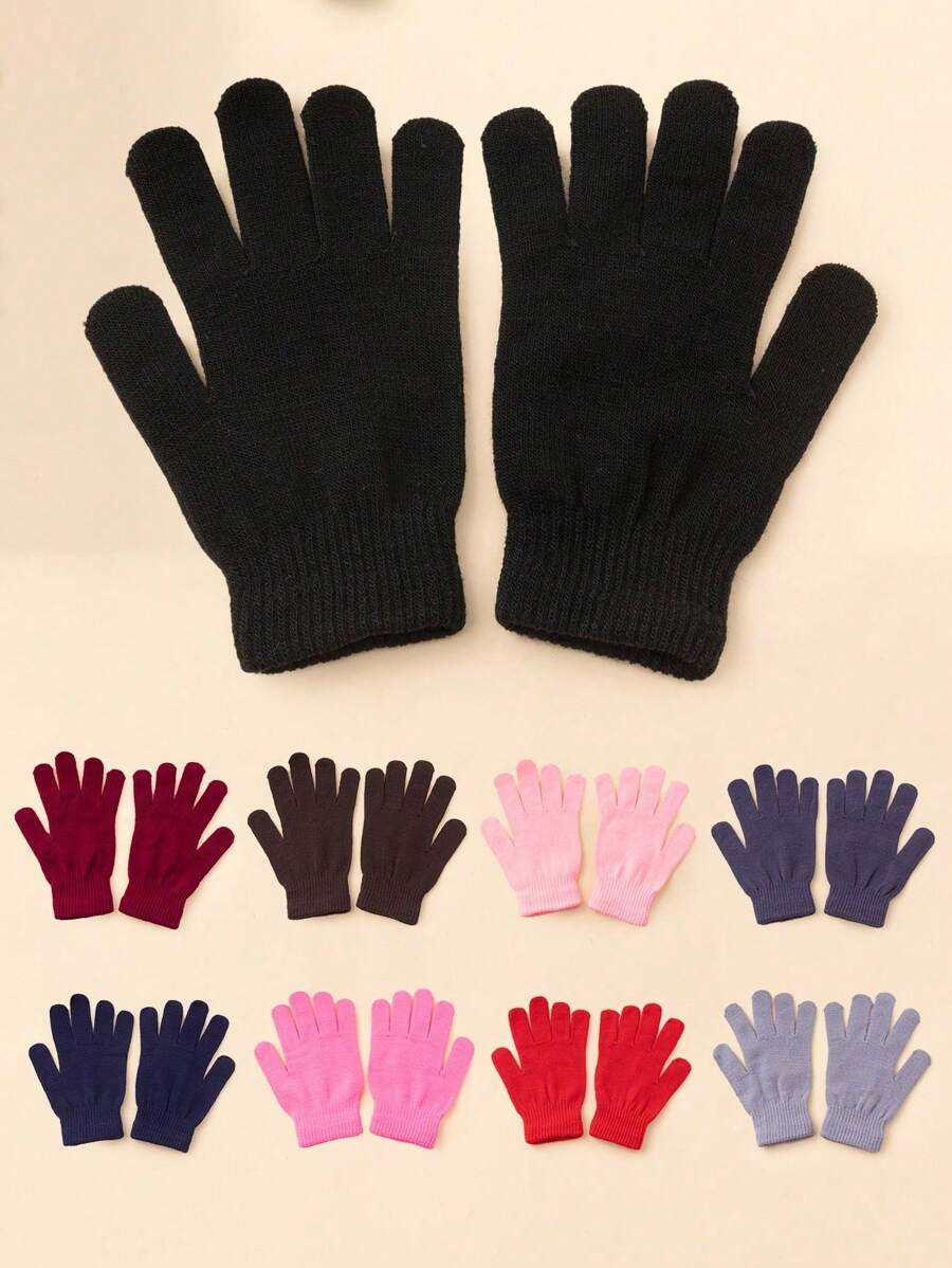 1 Pair Unisex Y2K Style Plain Knitted Gloves, Fashionable And Versatile For Street, Party, Outdoor Use In Autumn/Winter, Keep Warm,Travel,Festival - Gloves - View 1