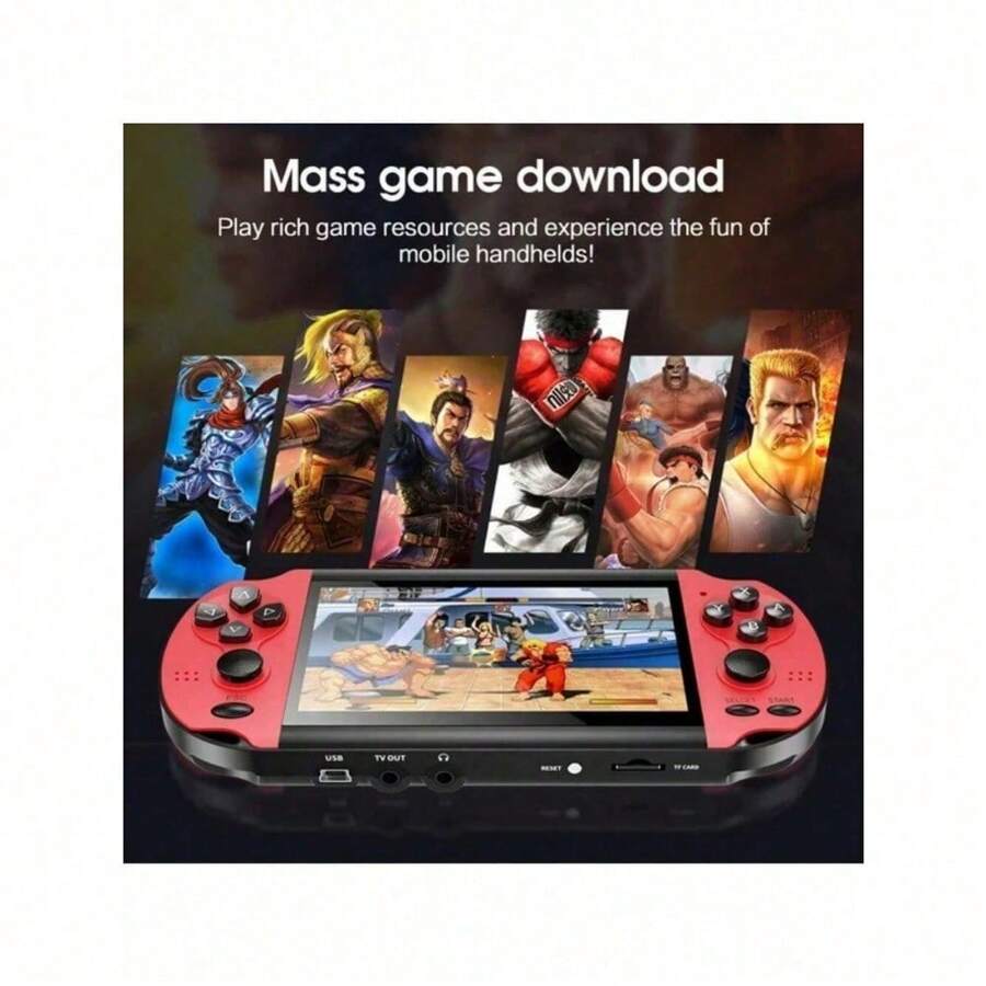 1 PC X7 Handheld Game Console With Pre-Load 3000+ Games Portable Video Games Support HDMI-Compatible Output & Double Player Classic Arcade Retro Game 8G 4.3 Inch Gifts For Kids Teens Birthday Gift, Perfect For Christmas, Halloween, And Thanksgiving Gifts - Red - View 1