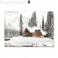 1 件装墙壁艺术帆布圣诞冬季雪屋鹿狐狸北欧海报和印刷品墙壁画客厅装饰画无框 - 彩色 - 查看 53