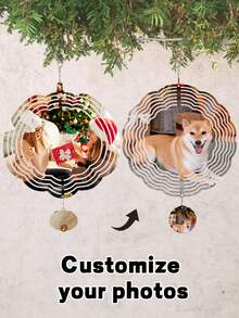 Mặt dây chuyền ảnh Giáng sinh tùy chỉnh - Con quay gió, Con quay gió treo cá nhân hóa để trang trí ngoài trời và trong nhà, Quà tặng ngày lễ độc đáo, Giáng sinh, Lễ tạ ơn, Ngày lễ tình nhân, Trang trí sân và vườn - Nhiều màu - Xem 3