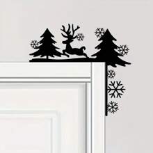 1PC Festive Christmas Creative Silhouette Decorative Wall Stickers, Charming Door Corner Ornament, Delightful Door Frame Corner Decoration, Exquisite Iron Art, Appealing Wall Decoration,Home Decor ,Room Decor,Wall Decor Christmas Decorations