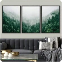 3PCS Tranh Canvas Rừng Xanh Núi Tự Nhiên Treo Tường Nghệ Thuật Cho Phòng Ngủ Văn Phòng Phòng Khách Áp Phích Và Tranh In Không Khung - Nhiều màu - Xem 2
