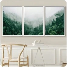 3PCS Tranh Canvas Rừng Xanh Núi Tự Nhiên Treo Tường Nghệ Thuật Cho Phòng Ngủ Văn Phòng Phòng Khách Áp Phích Và Tranh In Không Khung - Nhiều màu - Xem 1