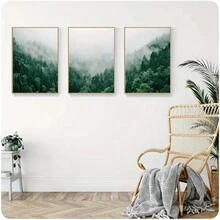 3PCS Tranh Canvas Rừng Xanh Núi Tự Nhiên Treo Tường Nghệ Thuật Cho Phòng Ngủ Văn Phòng Phòng Khách Áp Phích Và Tranh In Không Khung - Nhiều màu - Xem 4