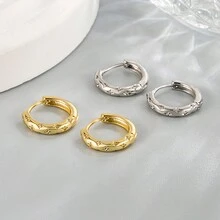 1 对简约精致水晶镶嵌四角星耳环，时尚百搭的设计 - 圓圈 - 查看 6