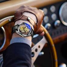 CTPOR 50M Waterproof Gold 316 Stainless Steel Skeleton Watch With Japan Imported Quartz Automatic Movement - High-Quality Built-In Long-Life Battery Mechanical Gears Display Luminous Hands Luxury Birthday Gift Husband Father's Day Wedding Souvenir Exam Back To School Essentials