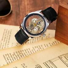 CTPOR 50M Waterproof Gold 316 Stainless Steel Skeleton Watch With Japan Imported Quartz Automatic Movement - High-Quality Built-In Long-Life Battery Mechanical Gears Display Luminous Hands Luxury Birthday Gift Husband Father's Day Wedding Souvenir Exam Back To School Essentials