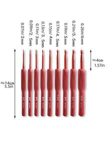 9 件套钩针硅胶手柄铝制钩针套装 DIY 编织针用于毛衣编织缝纫针织工具 - 彩色 - 查看 11