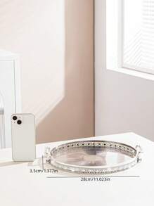 1 szt. Luksusowa taca ozdobiona kryształkami, kuchnia, prezent świąteczny - Szary - Zobacz 2