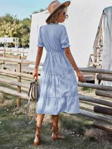 Vestido Largo Elegante para Mujer Moda Unicolor, Vestidos de Manga Corta de Fiesta para Mujer con Botón Delantero, Vestidos Transpirables Cómodos Casuales de Verano para Mujer, Vestidos Ajustadoss para Mujer 2025