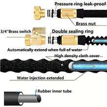 Expandable Garden Hose 75 Ft, 2024 New Flexible Water Hose 75ft With 7 Function Spray Nozzle, 3/4" Leakpoof Solid Brass Fittings, Expanding Double Latex Core, Lightweight, No Kink, No Tangle - 綠色 - 查看 6